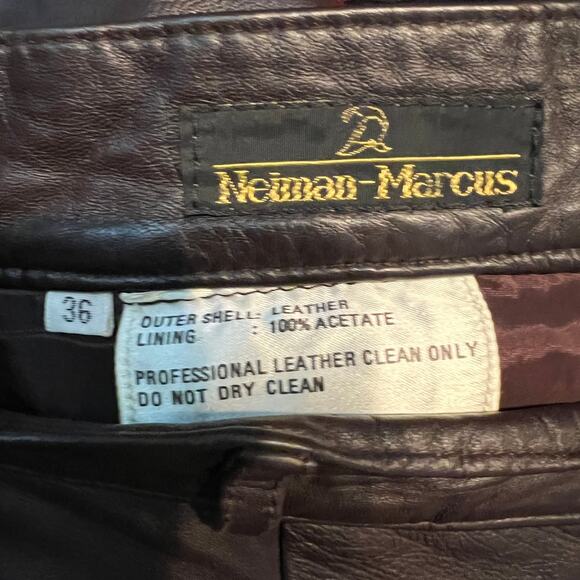 Neiman Marcus Dark Brown Leather Trousers - Picture 5 of 5